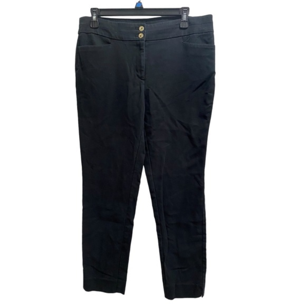 Anne‎ Klein Womens Dress Career Pants Solid Black Mid Rise Skinny Ankle Fit sz 6
